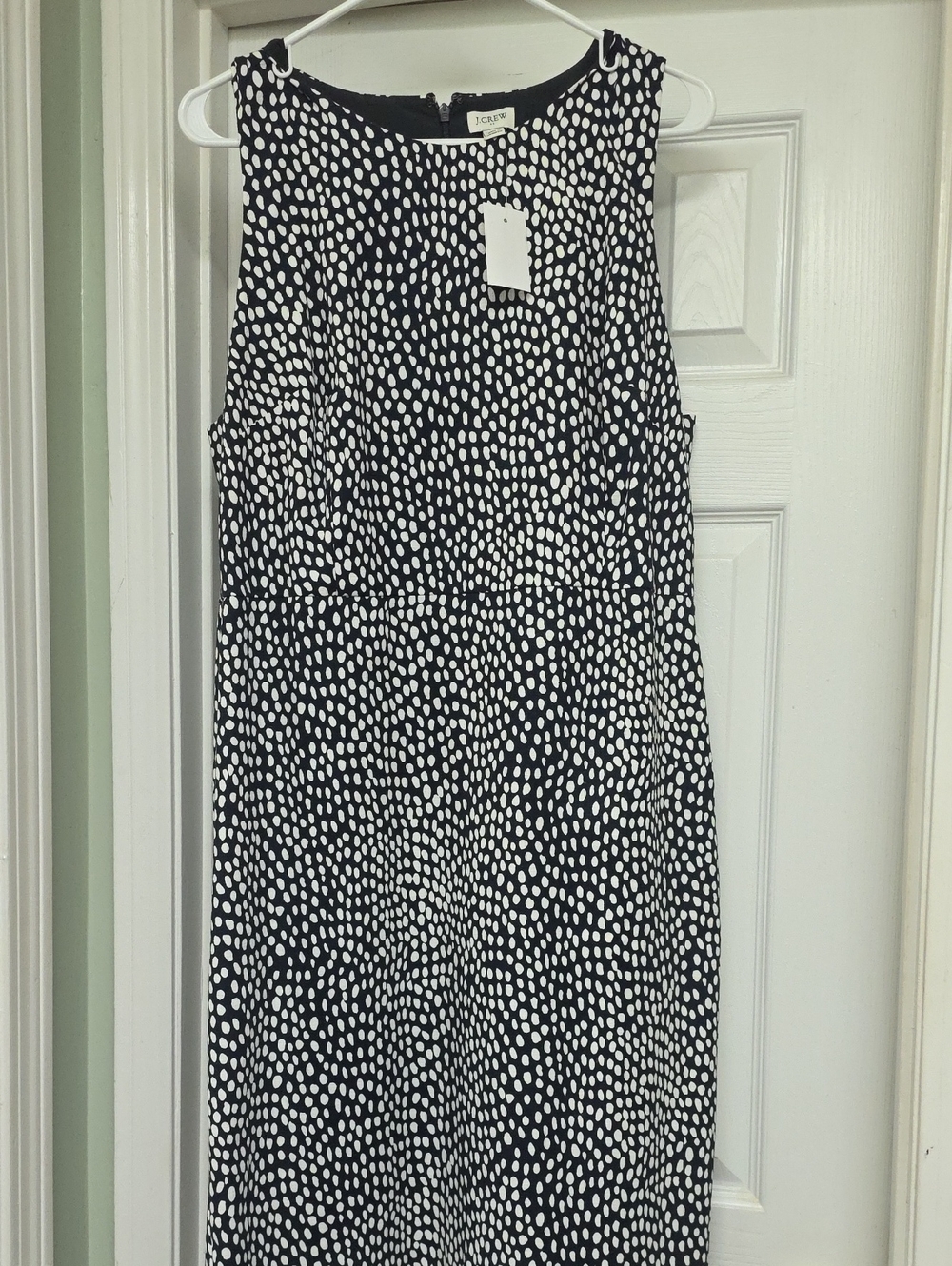 J. Crew Black & White Sleeveless Dress with Dot Print